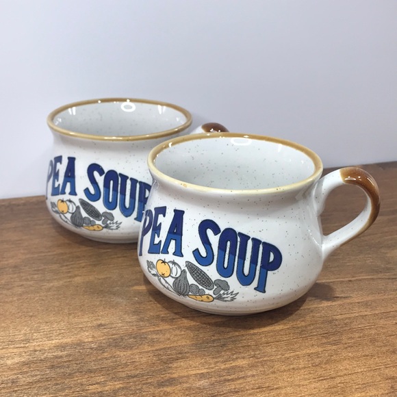 Vintage Other - ✨Sold✨ Vintage Stoneware Pea Soup Mugs Set Of Two Made In Korea
